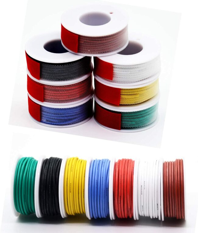 Silicone wire 0,35 mm2, 7 colors, 56m